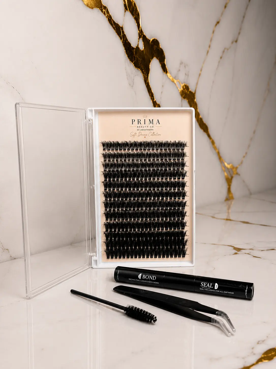 Prima Beauty Co. DIY Signature Lash Cluster Set D-Shaped Curl False Eyelash Kit Volume