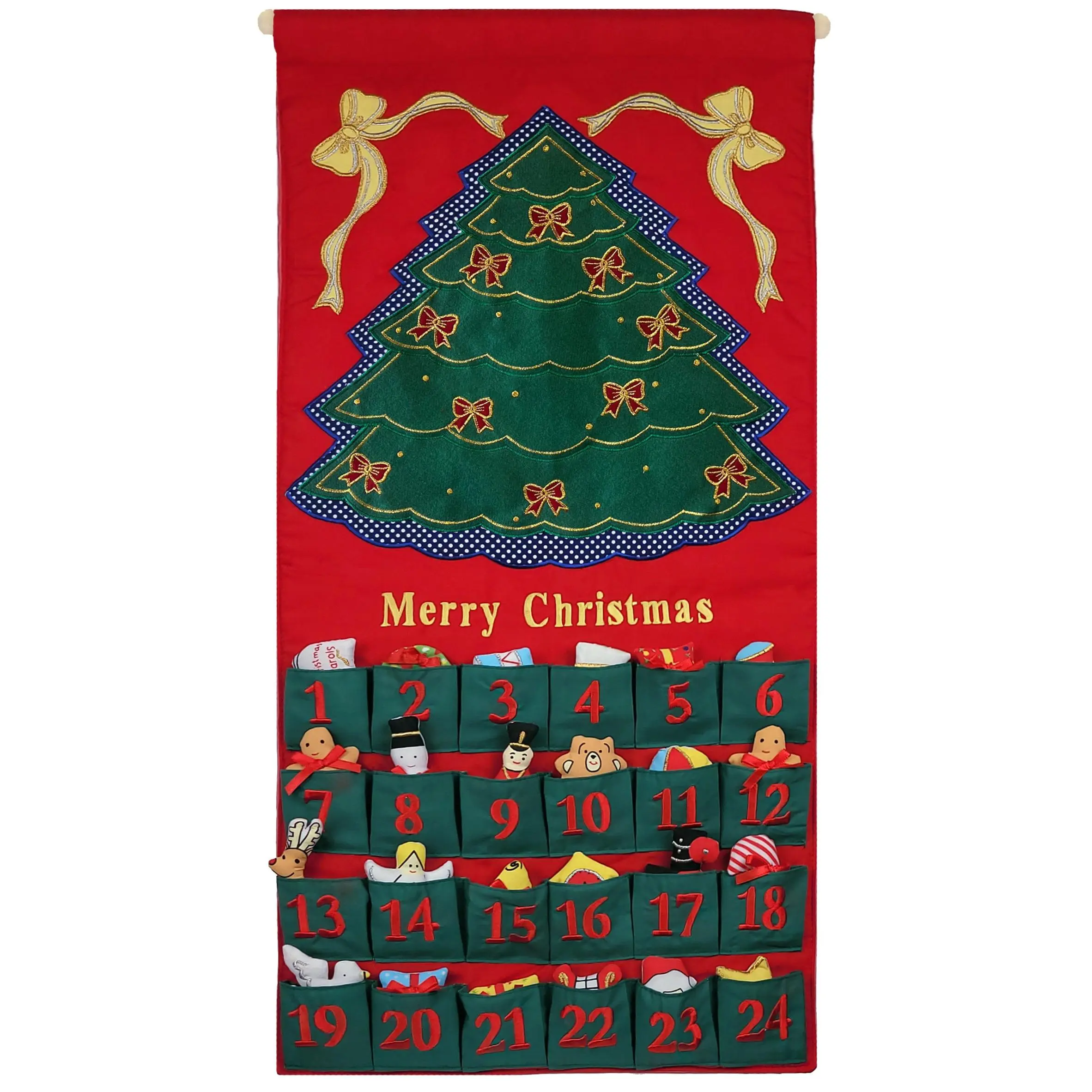 Green Christmas Tree Advent Calendar With "Merry Christmas"