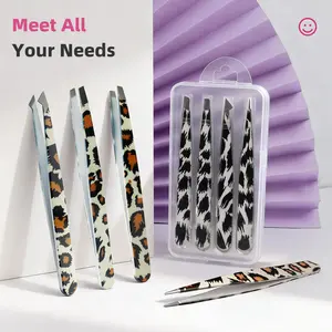 Tweezers Set - Professional Stainless Steel Tweezers for Eyebrows - Great Precision for Facial Hair, Splinter and Ingrown Hair Removal - Eyebrow Makeup Tool
