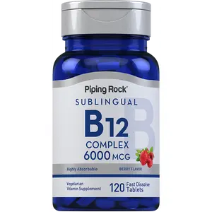Piping Rock Sublingual B12 Complex 6000 mcg |  120 Fast Dissolve Tablets | Berry Flavor | Vegetarian, Non-GMO & Gluten Free