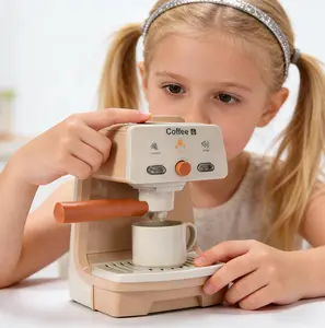 【Upgraded Version】Toddler Play Coffee Machine Non-Toxic Realistic Experience with Lights Sounds & Actions for Little Baristas Easy to Use Educational Toy for Playroom