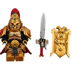 Space Marine gold custod building block figures - 3 Options, sword & shield, glaive or axe accessory