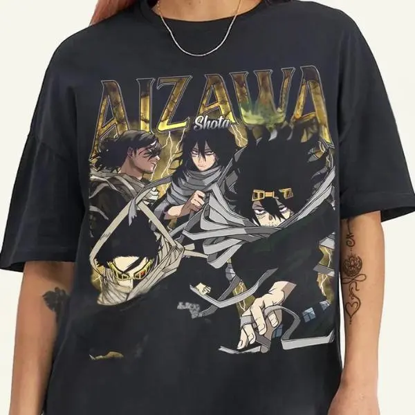 Limited Shota Aizawa Eraser Head Y2K T-Shirt, Vintage Anime Graphic Tee, Retro Manga Streetwear, MHA Fan Shirt, Unisex