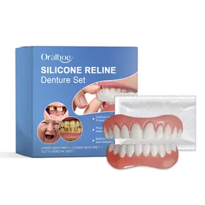 Oralhoe Silicone Resin Denture Set, Enhance Smile Appearance Comfortable Material Denture Beauty Care Moldable False Teeth