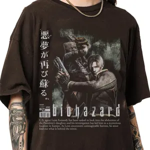 Vintage 90s Bootleg Biohazard Resident Evil T-Shirt, Leon Kennedy Retro Tee, Classic Survival Horror Graphic Shirt, Unisex Gamer Gift for Men & Women