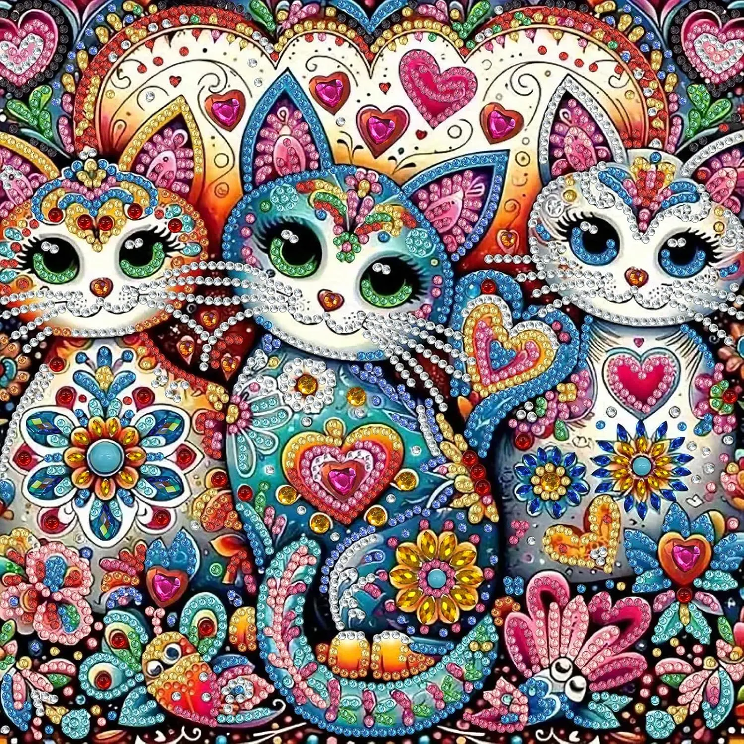 Special Shape Diamond Art Kits for Adults, Funny Cat 5D Diamond Painting Kits for Beginner, Gem Art, DIY Animal Diamond Crystal Rhinestones Painting Kits for Home Wall Decor Gift, 11.8x11.8 in