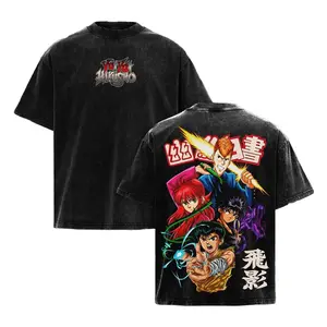 Yu Yu Hakusho Anime Graphic T-Shirt Hoodie with Yusuke Urameshi, Hiei, and Kurama Designs, Vintage Washed Streetwear, Retro 90s Manga Oversized Graphic Tee, Spirit Detective Aesthetic Top, Premium Heavyweight Cotton Otaku Gift