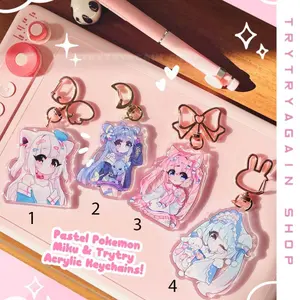 Anime Fanart Acrylic Keychain: Pastel Umbreon, Sylveon, Snow Miku