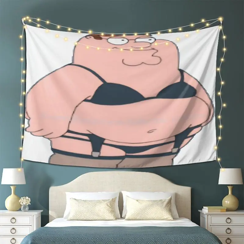 Peter Griffin Funny Tapestry - Durable Colorful Lightweight Peach Light Beige Fabric Wall Decor, High-Quality Print, Rolled Edge, Machine Washable Bedroom Gift for Holiday Home Supplies