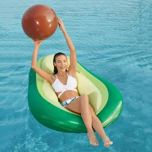 1pc Avocado Inflatable Floating Bed, Water Pool Swimming Ring, Summer Indoor Pool Inflatable Float Chair with Beach Ball, Inflatable Pool Lounge, Two-In-One Set