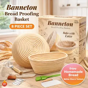 Complete Sourdough Bread Baking Set with Proofing Baskets, Dough Whisk, Lame, Scrapers, and Accessories