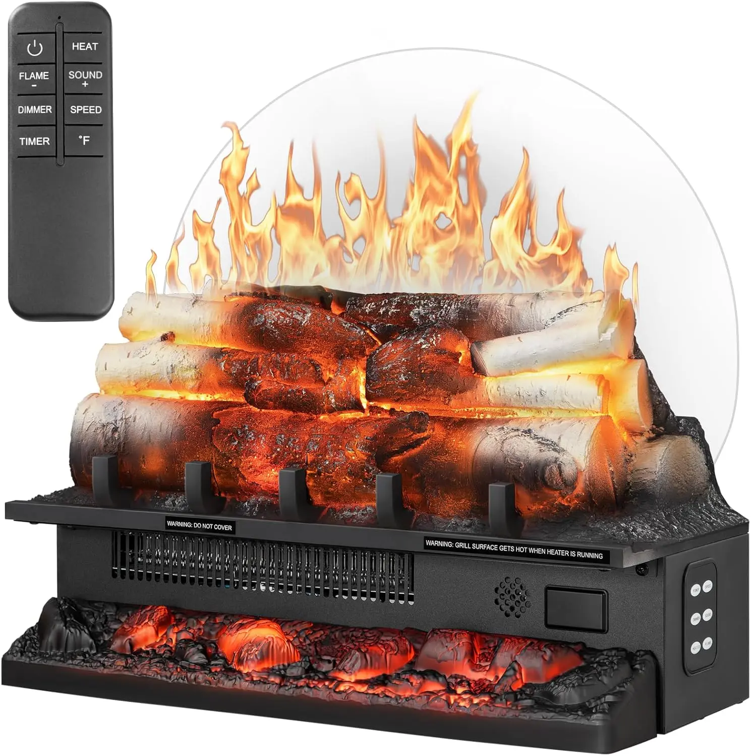 XBEAUTY Electric Fireplace Log Heater - Household Plug-in Appliance with 750W/1500W Dual Power, Analog Natural Sound, 2 Temperatures, 5 Adjustable Flame Brightness & Speed, Remote Control, Overheat Protection for Home & Office, Appliances, Silent, Infrare