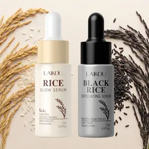 Laikou Rice & Rice Essence, Brightening Facial Serum, Serums for Brightening, Brighten Skin Tones, Exfoliating, and Moisturizing, Pore Refining - Suitable for All Skin Types, Exfoliating Rice Ampoule
