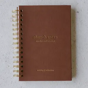 Church Notes Journal - Brown Linen by Steadfast and Sustained - Christian Sermon Notebook to Write Verses, Key Points, Notes, and Apply the Message - Men or Women Gift Idea