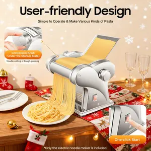 Electric Noodle Maker 135W 110V 8 Thickness Settings Stainless Steel Dumpling Wonton Dough Roller Cutter Home Kitchen Restaurant Pasta Utensils Modern Kitchenware Slicer