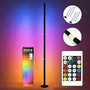 LED Rgbic Corner Floor Lamp, RGB+ic Music Sync DIY Mode, Remote Control, USB Powered, Easy Installation, Color Changing, Living Room Decor, Modern Floor Lamp, RGB Lighting, LED Floor Lamps