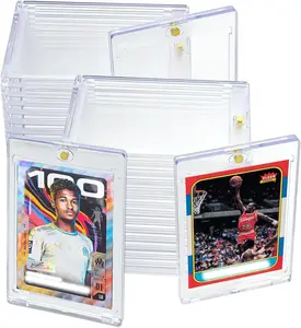 10 Pcs Magnetic Card Holder for Trading Cards 25ct One Card Holder Touch Baseball Card Protectors Hard Plastic Magnetic Card Case Sports Display Football Magnetic Top Loads for Cards Sleeves