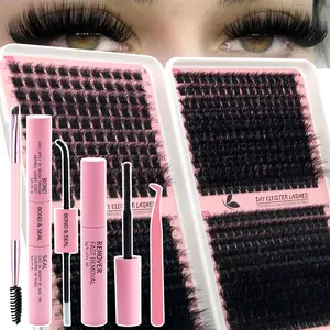 diy dramatic ramatic Diy Lash620PCs 3D Fluffy DIY Lash Clusters Kit, 80D-120D Reusable Individual Eyelash Extensions. Light & Wispy. With Bond&Seal, Remover,Tweezers, Brush. For Beginner, Wedding, Party. Makeup Cosmetic