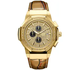 JBW Men's Saxon 18K Gold Plated 0.15 cttw D iam ond Watch
