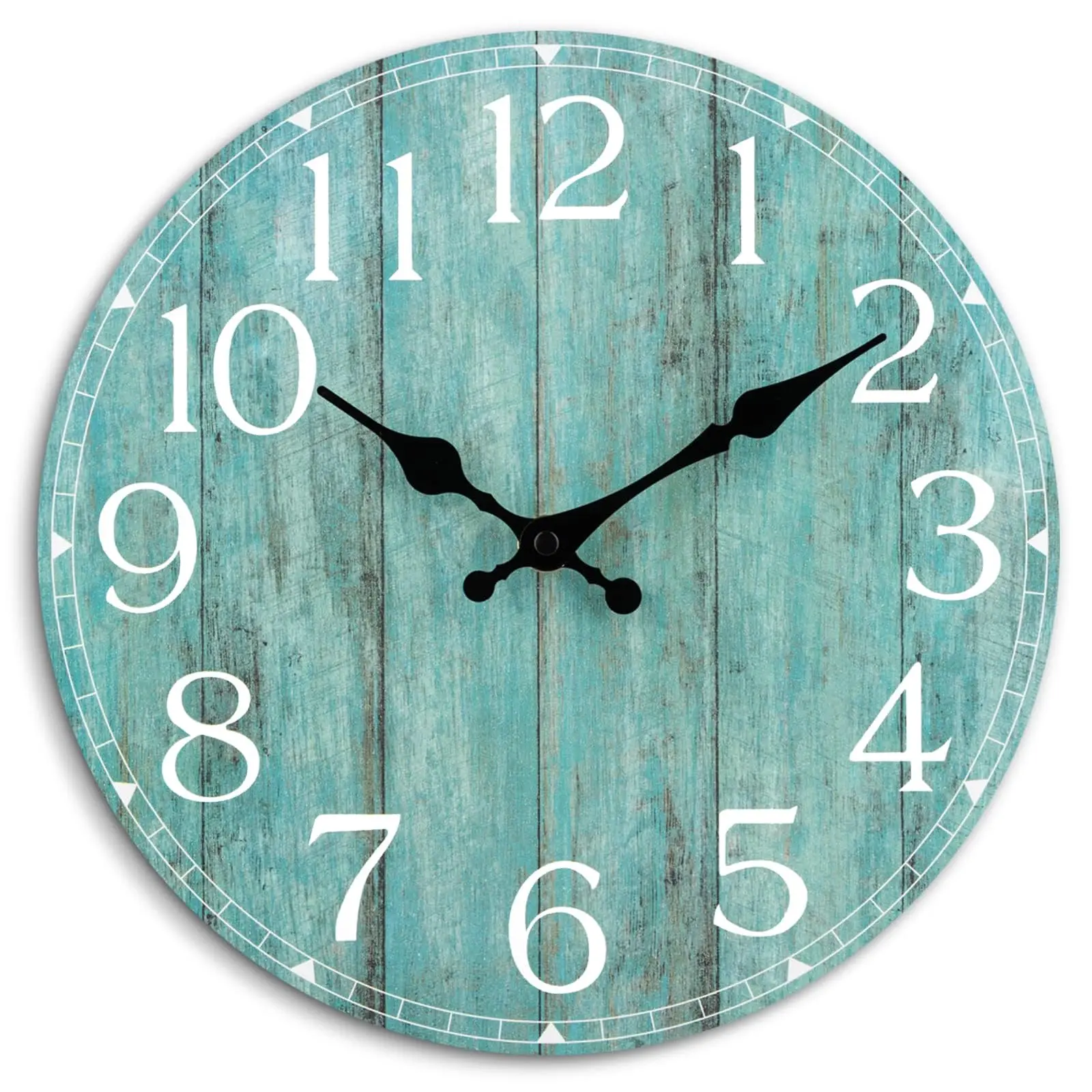 Wall Clock, 10 Inch Teal Silent Non-Ticking Kitchen Decor, Rustic Vintage Country Retro Decorative Clocks Battery Operated for Bathroom Bedroom Living Room Office(Aqua)