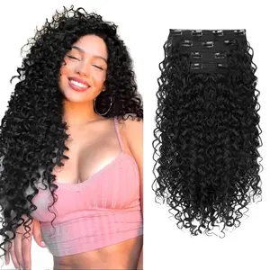 SummerVibes AISI HAIR 20" Curly Synthetic Clip-In Hair Extensions for Women | Natural Look & Affordable Volume Boost | Multiple Shades Available | Easy Application Wavy Hairpieces
