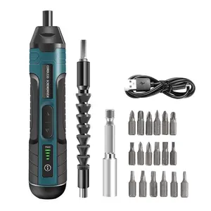 Cordless Electric Screwdriver Set 20 Metal Bits, Max 6 N.m, 4 Torque Settings, 2000mAh Battery, LED Light Power Screwdriver Kit for Furniture/Computer/Electrical Repairs Bedroom Must-haves Tools