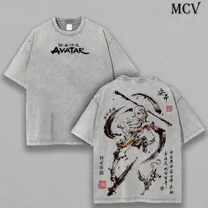 Aang Shirt, Avatar the Last Airbender Shirt, Animated Shirt, Vintage T-Shirt Menswear Top Underwear Tshirt The Last Air Nomad - The Avatar Anime Double Printed Washed Tee Unisex Oversize Anime Manga