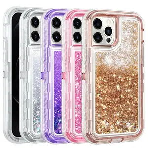 Shockproof Liquid Glitter Defender Case For iPhone 17 16 15 14 13 12 11 Bling Cover #TikTokShopBacktoSchool Protector