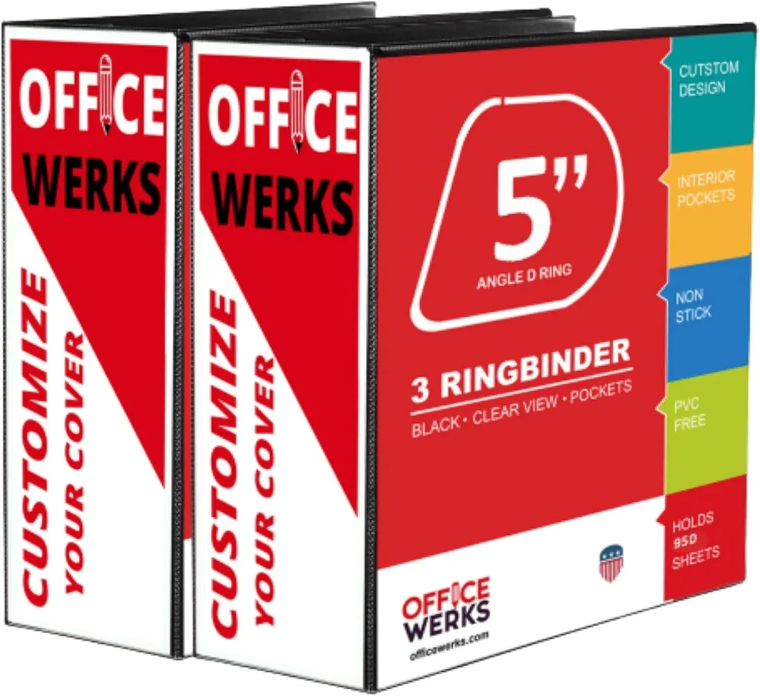 Extra-Large 3-Ring Binder | Heavy-Duty 5-Inch D-Ring Office Organizer |  Clear Overlay View Binder | Archival-Grade Legal Storage | Holds 950+ Sheets | Interior Pockets | Pack of 2