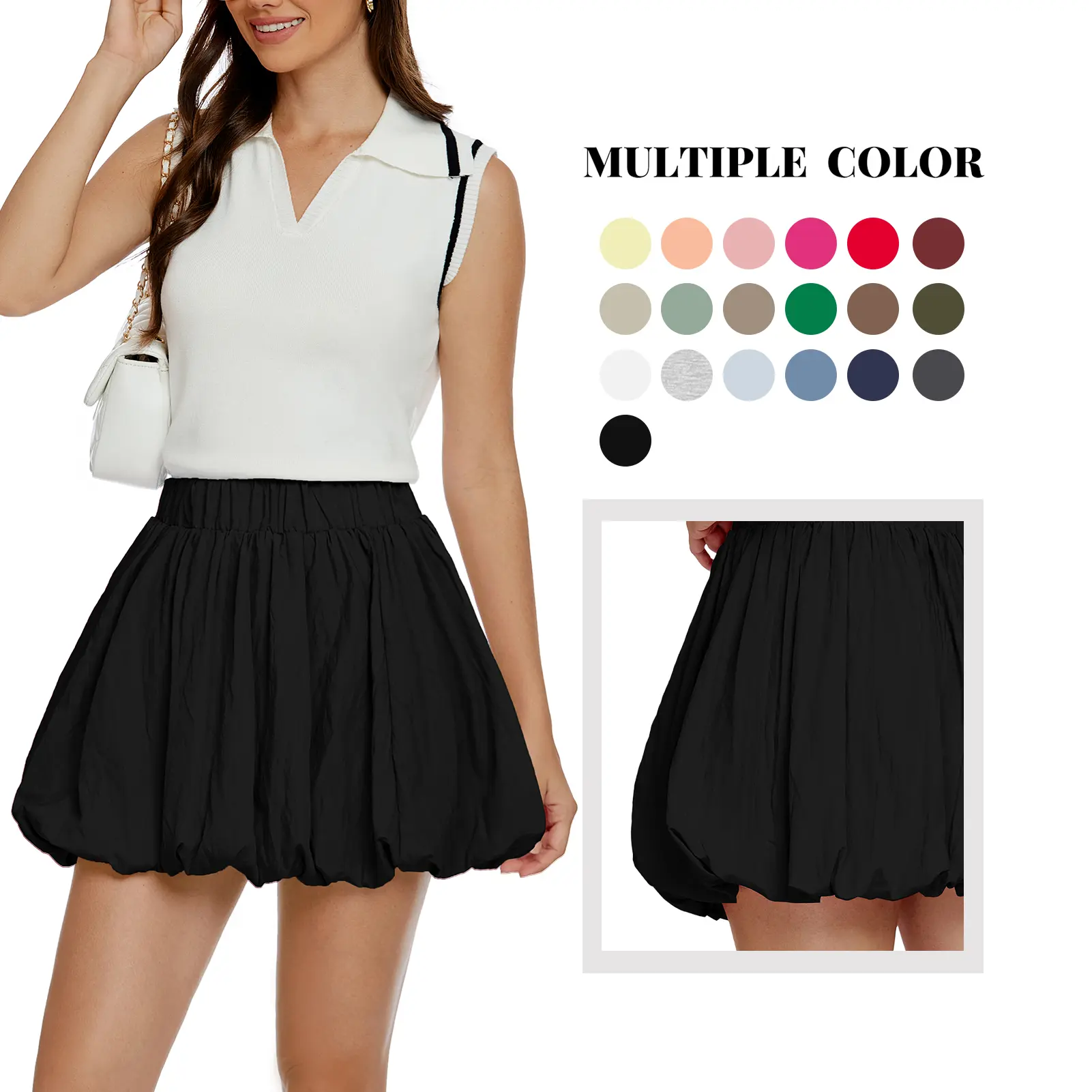 Women's Trendy Athletic Sport Skirt, High Waisted Bubble Hem with Built-in Workout Shorts & Elastic Waist for Tennis, Gym, Breathable Skort, Elastic Waist Skorts, Workout Shorts Women, Gym Workouts