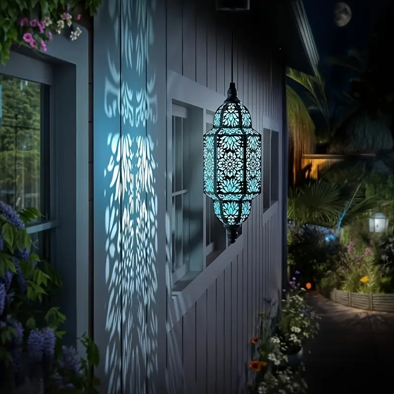 2pcs Outdoor Solar Lanterns in a Multicolored Moroccan Design, Featuring IP54 And a Cut-Out Pattern, Perfect for Decorating Gardens, Patios, Pathways, Or for Halloween