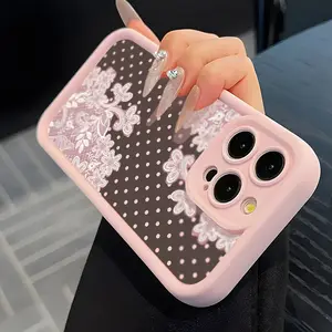 Cute Lace Polka Dot Phone Case, Shockproof Protective Cover for iPhone 15/15 Plus/15 Pro/15 Pro Max/11-16 Promax, Gift for Family/girlfriend, Accessories