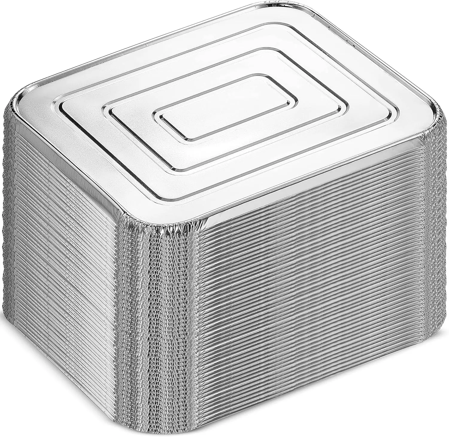 Half-Size Aluminium Foil Lids | [50 Pack] | Perfect Fit for 9x13 Roasting Pans | Premium Quality for Baking & Catering | Disposable Food Prep Containers Lids