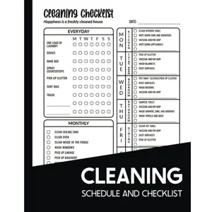 Cleaning Schedule & Checklist – Daily, Weekly & Monthly Household Cleaning Planner - Paperback