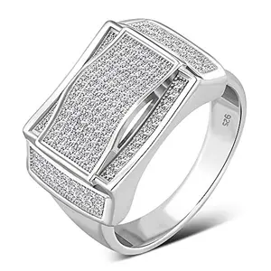 Men's 925 Sterling Silver Statement Ring Cubic Zirconia Elegant Ring Pave Ring, Everyday Wear