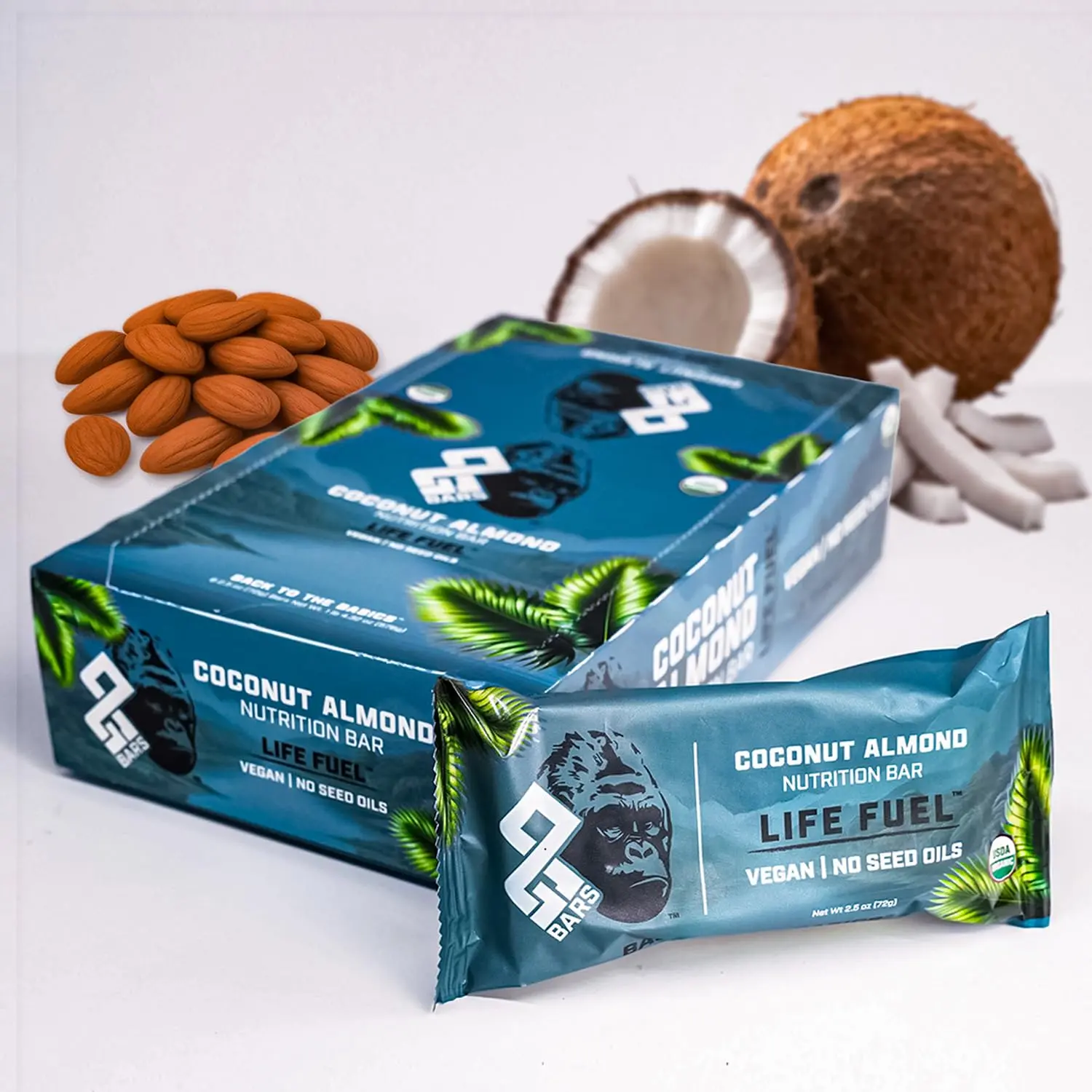ORGANIC GORILLA Premium Organic Plant Protein Bar – No Seed Oils, Soy Free, Stevia Free, No Sugar Alcohols – 15g Complete Protein, USDA Organic, Vegan, Gluten Free (COCONUT ALMOND, 8 Count)