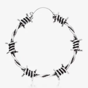 A Pair of Grunge Barbed Wire Plug Hoop Earring