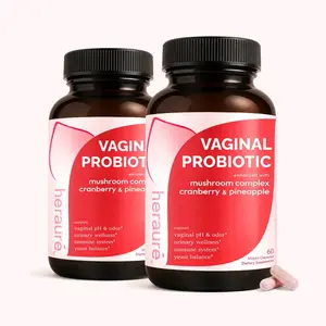 HerAuré Women’s Healthcare Probiotics - 7B CFU, Prebiotic, 7-in-1 Mushroom Blend, Cranberry, Pineapple - pH Balance, Odor Control, Flora Health, Moistening, Tightening - 60 Capsules (Pack of 1), Self-Care Gift
