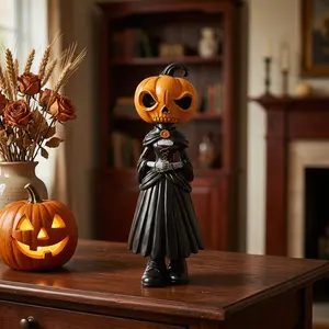 Halloween Pumpkin Man Statue Resin Craft, Home Decor Ornament, Spooky Halloween Decoration, Gift Idea, Living Room Entryway Accent