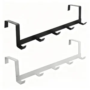 Modern Door Back Hook Rack, Simple Style, Minimalist, Wall Mounted Design Easy Installation, Multi-Functional, Versatile 5 Hooks Hangable Hanging Organizer for Bags Towels Clothes Sheets, Hanging Rails