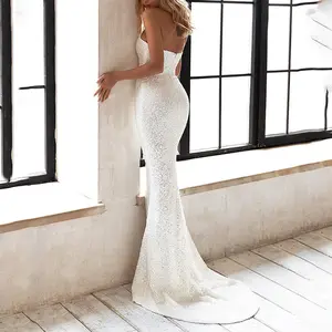 Vestido de moda ajustado con lentejuelas blancas