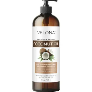 velona Coconut Oil 16 fl oz | 100% Pure and Natural Carrier Oil | Fractionated, Ultra Refined | Skin, Face, Body, Hair Care