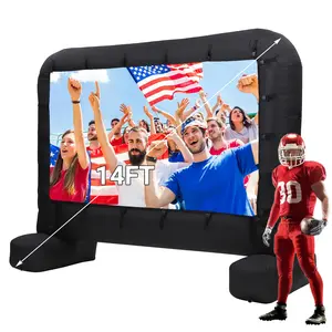 GAOMON 14 ft Inflatable Projector Screen, Outdoor Movie Screen Support With Quiet Air Blower and Storage Bag Support Front and Rear Projection Perfect for Outdoor, Home Theater, Movie Night, Party