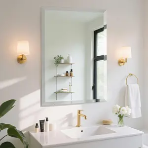 20x30 Inch Frameless Wall Mirror with 1" Beveled Edge, Frameless Rectangle Mirror for Bathroom, Vanity, Living Room