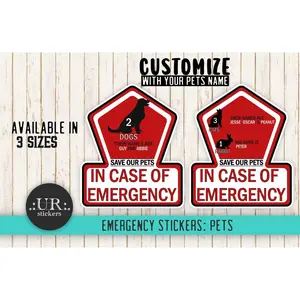 Customized Pet Emergency Sticker with Names