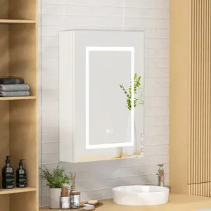 Lighted Medicine Cabinet Mirror for Bathroom,Led Medicine Cabinet with Defogger,Mirrored Medicine Cabinet Wall Mounted,Bathroom Mirror with Storage,20X28 Inch sturdy construction