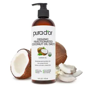 16 Oz ORGANIC Fractionated Coconut Oil - MCT Oil - 100% Pure & Natural USDA Certified Cold Pressed Carrier Oil - Unscented, Hexane Free Moisturizer For Face, Skin & Hair Tonic - Men & Women