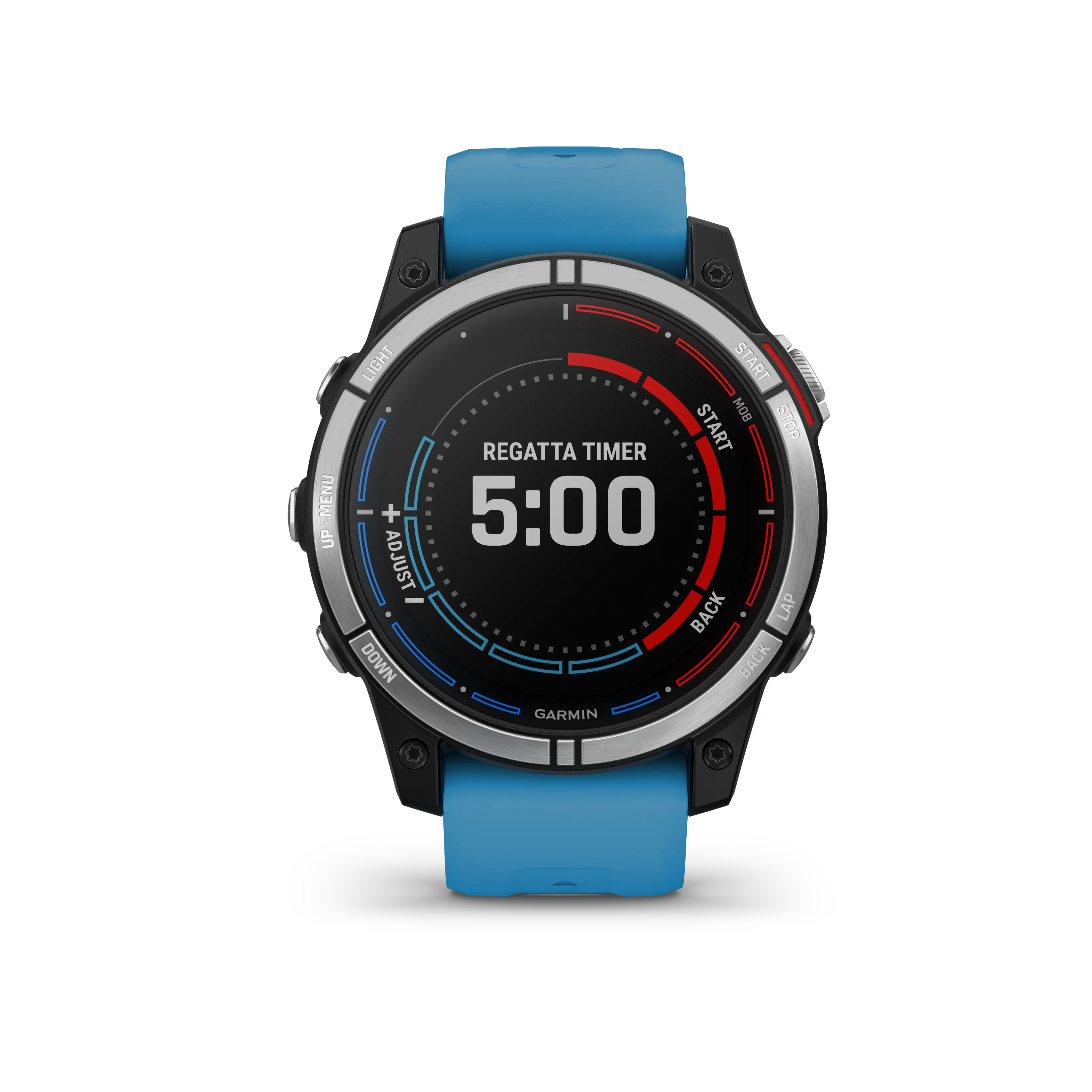 Garmin Quatix 7 Standard Edition Watch with Regatta Timer Display and Blue Band Design for Basic Activity Tracking