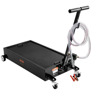 【fathersdaygift】VEVOR Low Profile Oil Drain Pan 20 Gallon Oil Drain Pan with PumpOil Change Pan with 180W Electric Pump8.2ft Hose & Folding HandleRolling Oil Drain Cart for TrucksBusesRVs