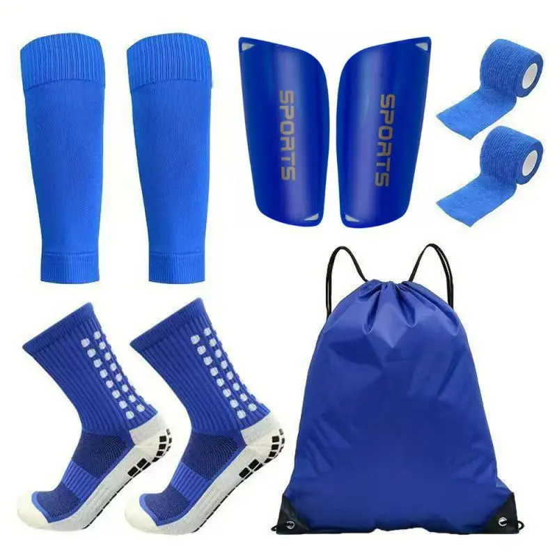 5-Piece Soccer Equipment Set with PE Material Athletic Socks, Sock Covers, Shin Guards, Bandages and Storage Bag for Football Training, Athletic Sock,summervibes